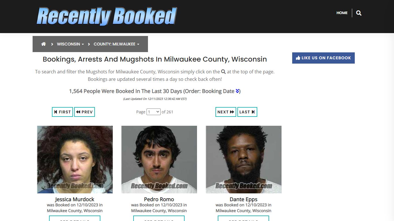Bookings, Arrests and Mugshots in Milwaukee County, Wisconsin